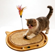 Sisal Cat Scratcher Toy 4-in-1 Interactive with Ball Track - Promotes Physical