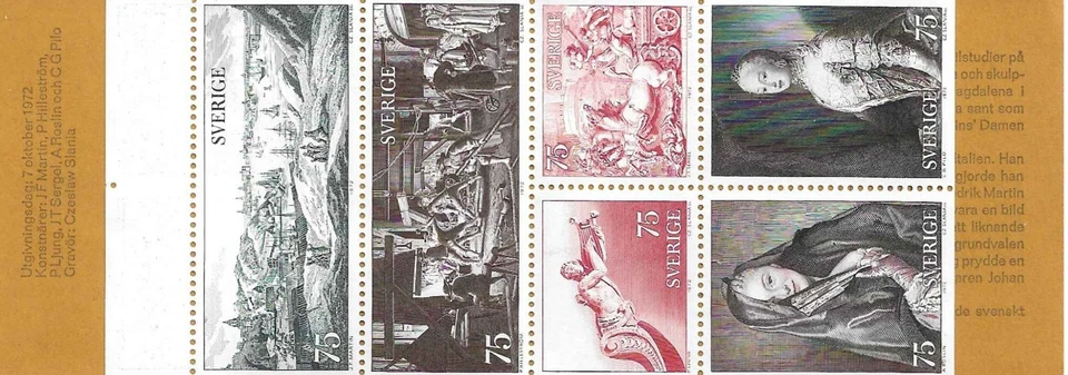 Sweden Stamp Booklet 1972 SC# 945a 18th Century Swedish Art ', BP of 6, #940-94 - Image 3 of 3