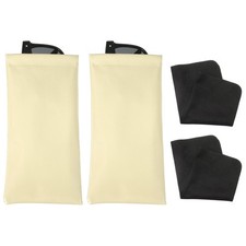 Squeeze Top Sunglass Pouch, 2Pcs Soft Eyeglass Pouch, Beige
