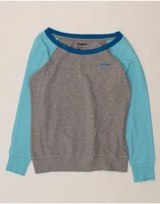 REEBOK Womens Oversized Sweatshirt Jumper UK 10 Small Grey Colourblock AG01