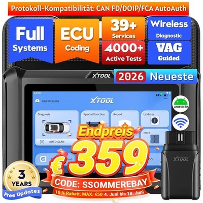 XTOOL D7W 2.0 KFZ Auto OBD2 Diagnosegerät Scanner Alle System Diagnose CAN FD DE