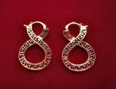 Vintage Ohrringe 18k Gelbgold vergoldet Unikat Infiniti Design eleganter Schmuck