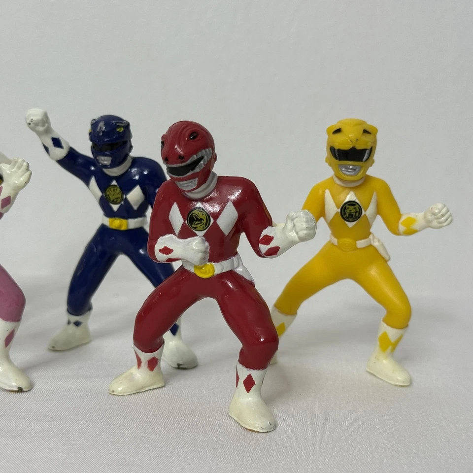 Juego de 5 figuras de acción vintage Mighty Morphin Power Rangers 1994 Bandai PVC Dino Foto 3 de 4