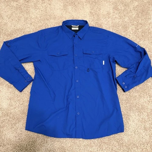 Coulmbia PFG Shirt Mens Size L Blue Fishing Button Up Long Sleeve Omni Shade - product listing photo