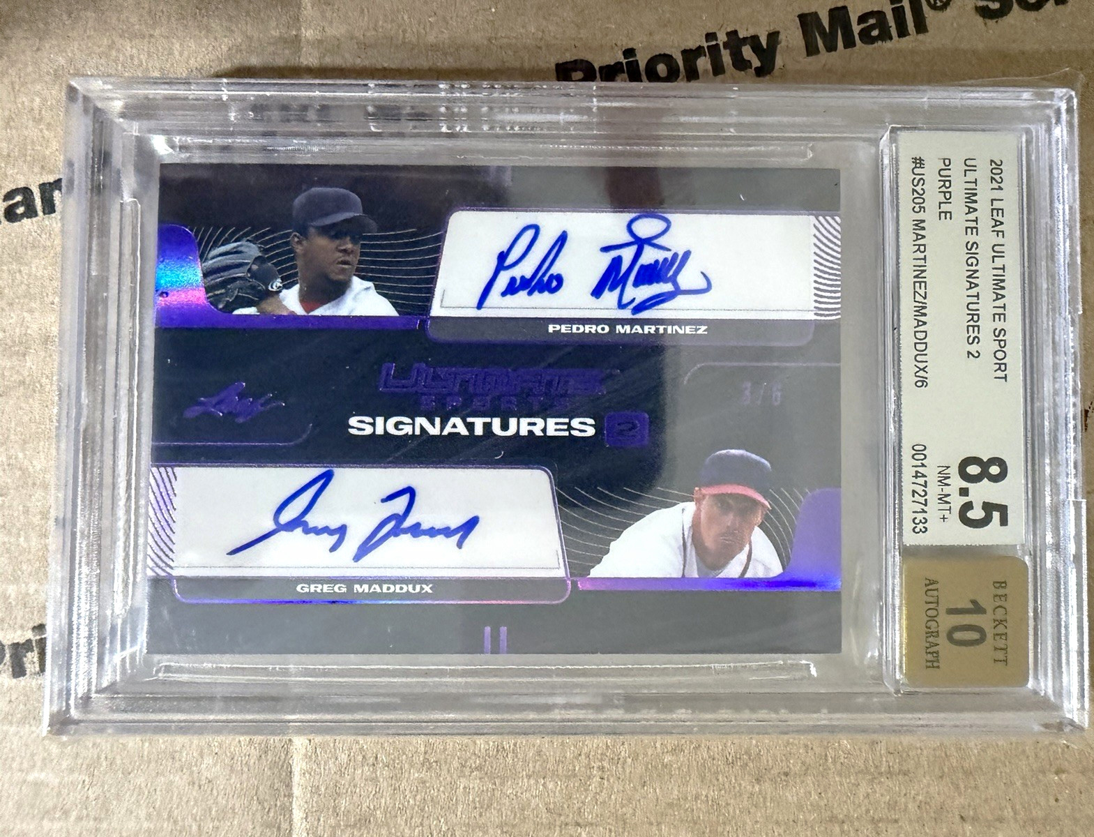 2021 Leaf Ultimate Sport Pedro Martinez Greg Maddux dual auto /6 BGS 8.5 Auto 10