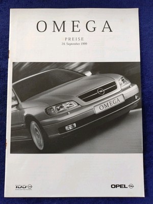 Opel  Omega B Preisliste v. 9.1999   für: Elegance, Sport, Executive