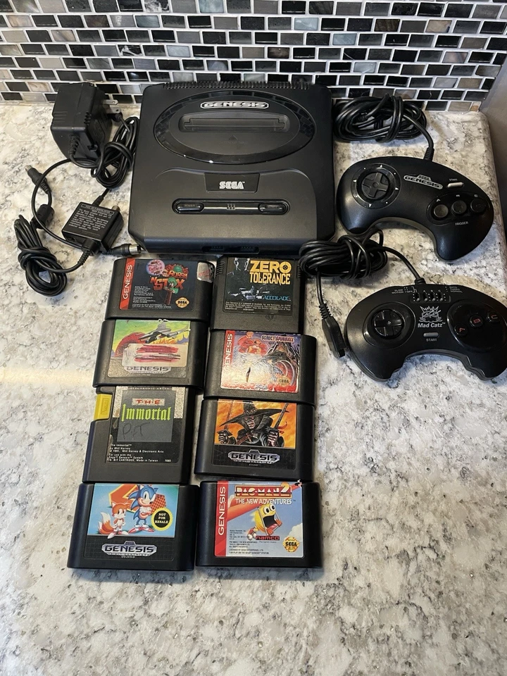 Sega Genesis II System & Eight Game bundle No Sports - Image 2 of 4