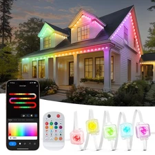 32ft Multicolor RGB LED Eaves Lights, 25 LED, Smart App & Remote Control, IP6...