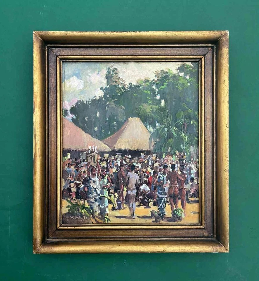 Original Ölgemälde 1948 von Guilherme Marques - Afrikanischer Kunstpionier - COA - Bild 2 von 4