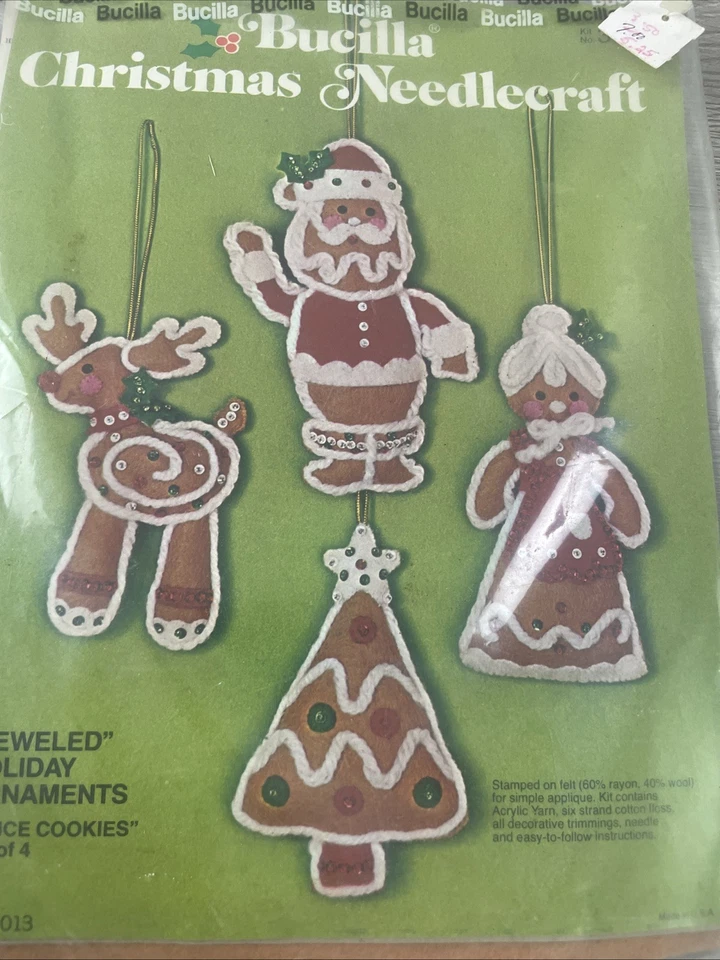 Bucilla Natal Agulha Puxar Brinquedos Joias Enfeites de Férias Biscoitos NOVO - Imagem 3 de 4