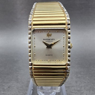 Raymond Weil Tank Watch Women 18mm Silver Dial Two Tone Gold Plated 8057 New Bat