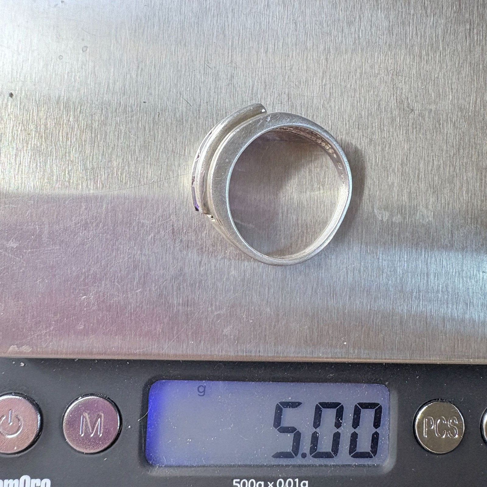 Amethyst Channel Set Statement Ring VTG Solid Ste… - image 9