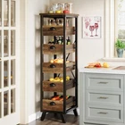 5-Tier Wood Fruit and Vegetable Storage Rack, Narrow Snack Stand Kitchen Basket