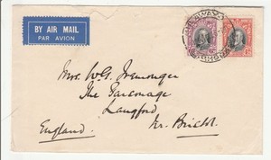 Southern Rhodesia 'Air Cover' Scott # 21 & 22 "Bulawayo 19 OCT 1932"