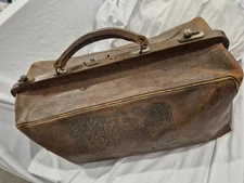 Antique Doctor Physician House Call Medical Bag Large Brown Leather Pre-1930’s