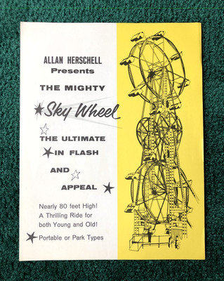 1966? ALLAN HERSCHELL SKY WHEEL LEAFLET CARNIVAL AMUSEMENT RIDE BROCHURE FERRIS