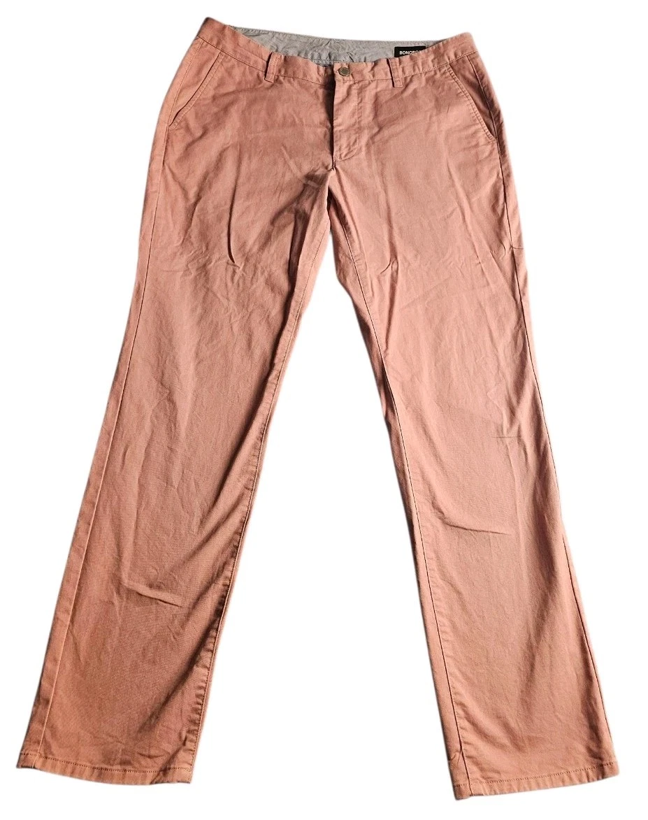 Bonobos Pink Athletic Fit Cotton Spandex Chino Pants Men 34(36)x32 Preppy Casual