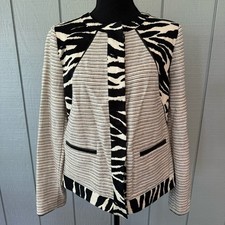 Chicos Black  White Animal Print Jacket  0