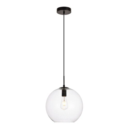 Living District Placido 1-Light Transitional Metal Pendant - Black & Clear - Picture 1 of 6