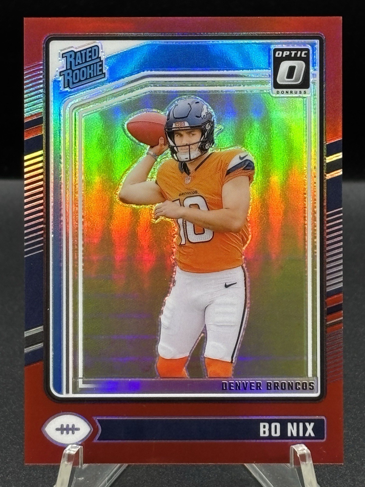 Bo Nix /125 - 2024 Panini Optic Rated Rookie Red Prizm (RC) #209 Broncos MINT