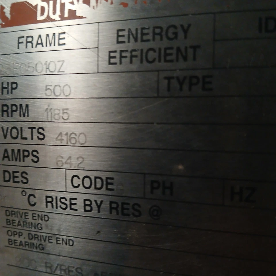 500 HP Reliance AC Electric Motor 1200 RPM Frame 23EC5010Z DPBB 4160V  - Image 4 of 4