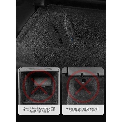 Fast Charging USB Shunt Hub for Tesla Model 3/Y Car Accessories - Photo 8 sur 10