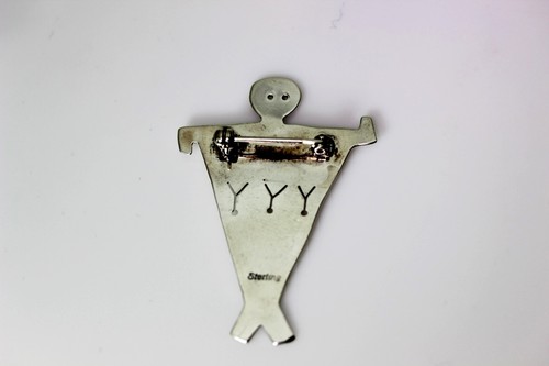 Beautiful Sterling Silver Handmade Triangle Person Pin 2” - 6709 - Imagen 2 de 4
