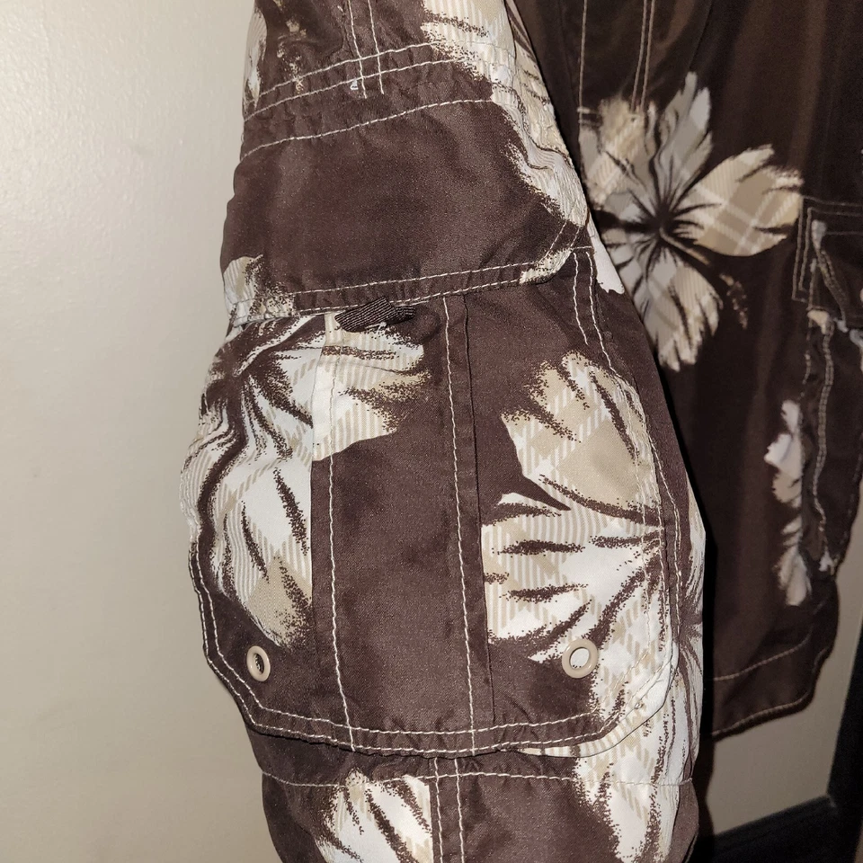 Pantalones Cortos de Natación Arizona Marrón Hawaiano Floral Línea Malla Tiro Alto Carga Para Hombre Talla L Foto 4 de 4