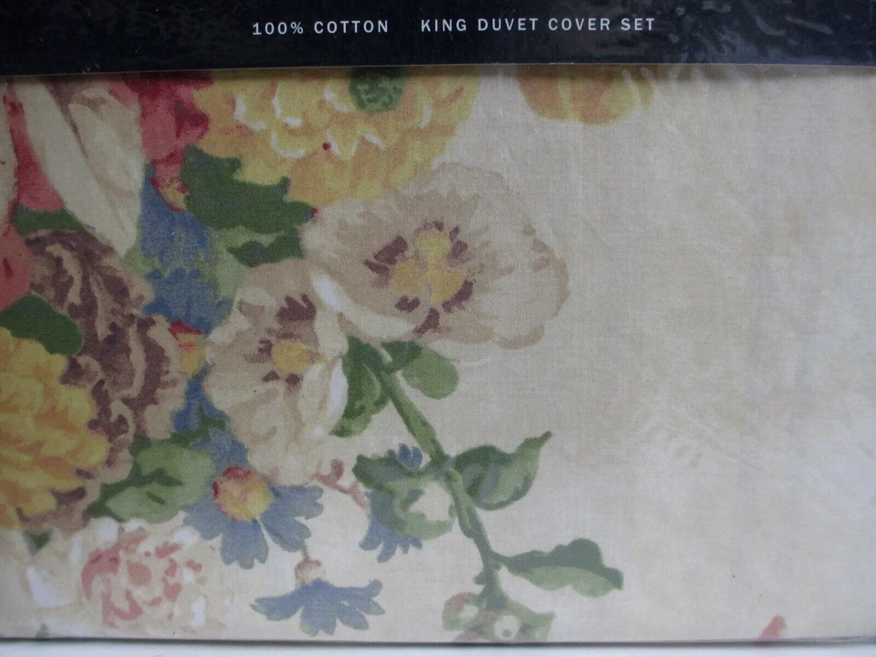 Juego de edredón Ralph Lauren CHAPS DYLAN amarillo rojo floral a rayas - King Foto 3 de 4