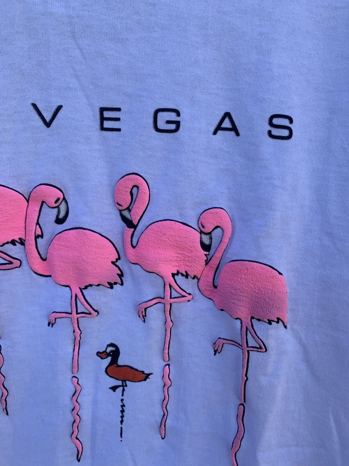 Vintage Las Vegas T Shirt Pink Flamingos Flamingo Neon Pink Graphics Size M - Image 3 of 4