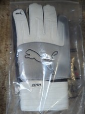 Puma Esito LaTeX White Silver Black Goalkeeper Gloves Soccer size 9