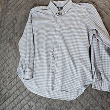 Ralph Lauren Blue Label Men's 2XL Blue Check Long Sleeve Button Down Shirt Pony