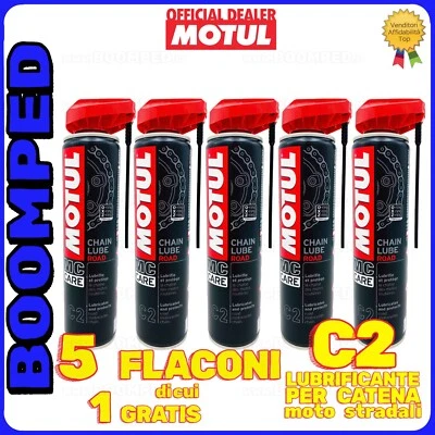5x400 ML Grasso Spray Per Catena Moto Pista MOTUL C2 Chain Lube ROAD 05MO17