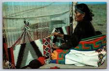Navajo Rug Weaver Woman Northern Arizona Vintage Postcard by Petley