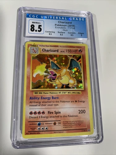 POKEMON! CGC 8.5 NM/MINT+ 2016 XY EVOLUTIONS CHARIZARD 11/108 HOLO RARE