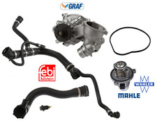 OEM Water Pump Thermostat Upper Lower Hose Temperature Sensor 5pc for BMW X5 V8