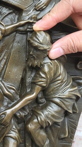Bronze der Kalvarienberg religiös Wandrelief Heißguss Basrelief Skulptur Figur - Bild 7 von 10