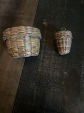 Vintage Ketcham & Mcdougall Nesting Thimble Holder Pair Baskets With Lids EUC!!