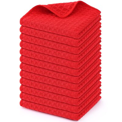 Premium Microfiber Waffle Weave Kitchen Dish Cloths 12 x 12 Inch Ultra Absorb...