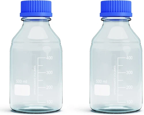 500ml Glass Round Media Storage Bottles with GL45 Screw Cap, Borosilicate Glass