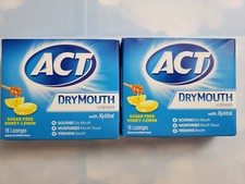 LOT 2 ACT DRY MOUTH LOZENGES XYLITOL SUGAR FREE HONEY-LEMON 18 CNT EACH