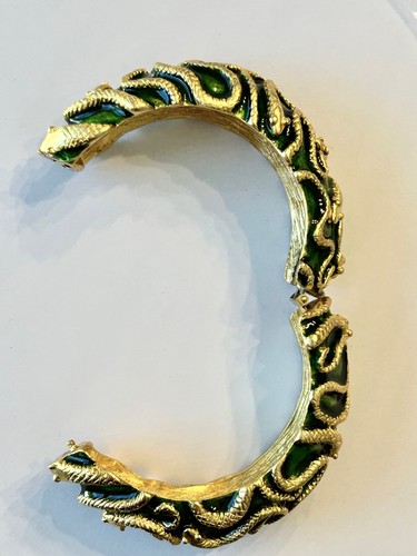 Raro splendido bracciale vintage KJL Kenneth J Lane revival egiziano dichiarazione serpente - Foto 9 di 18