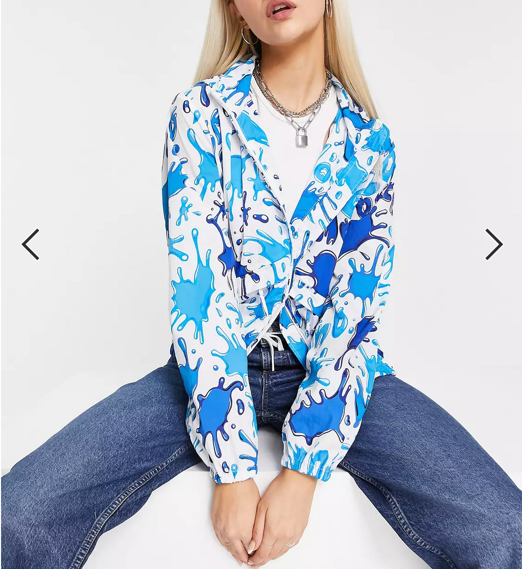 LOVE MOSCHINO Allover Splash Print Hooded Jacket In White Size 2