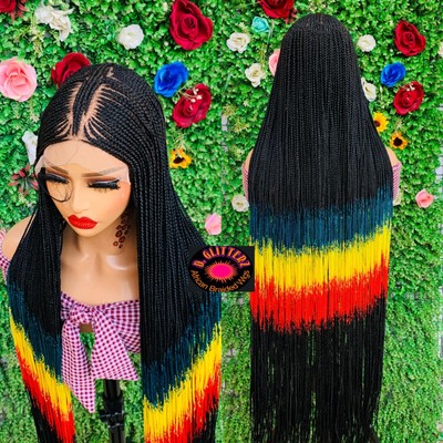 AFRICAN BRAIDED WIGS ON 7*7 LACE CLOSURE  45''