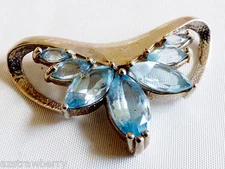 Sterling Silver 925 Marquise cut Blue Topaz  slide Pendant