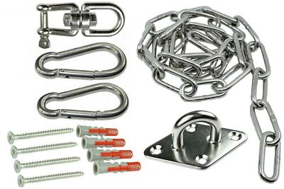 Edelstahl Montage Set Boxsack Aufhängung mit Kette, Drehwirbel, fischer Dübel ua