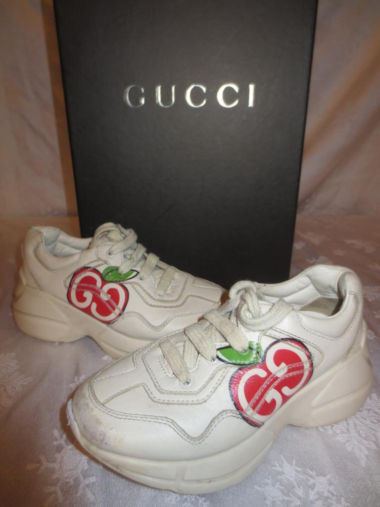 Women's Ivory Leather Rhyton Vintage Gucci Logo Sneaker