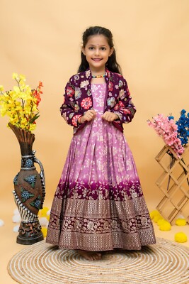 Gown For kids Wedding frock coat 3pc setgirl traditional Indian