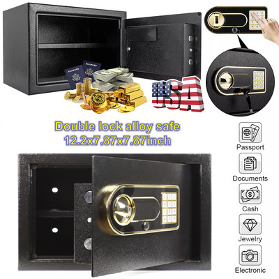Digital&Key Case Safe Deposit Box Security Locked Cabinet for Home Cash Security