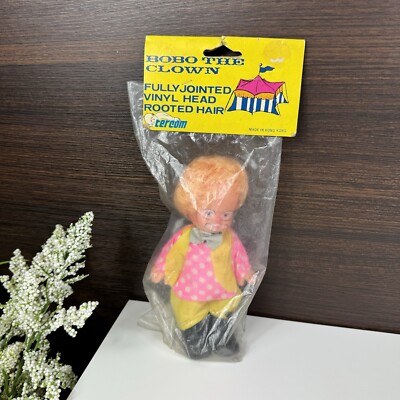 Vintage 80s Clown Toy Vinyl - Bobo The Clown - Tercom - Hong Kong